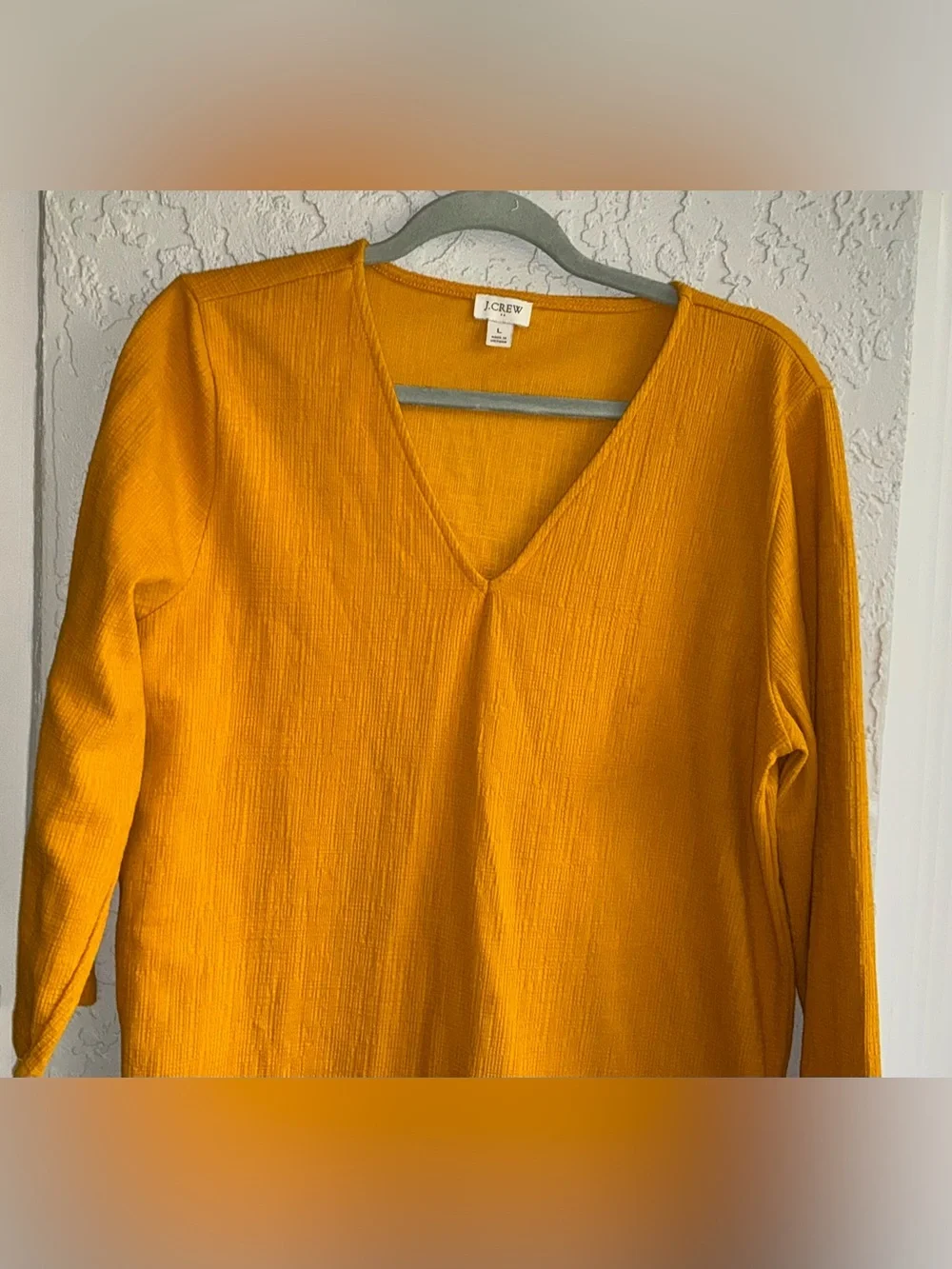J. Crew V-Neck Long Sleeve Top in Mustard